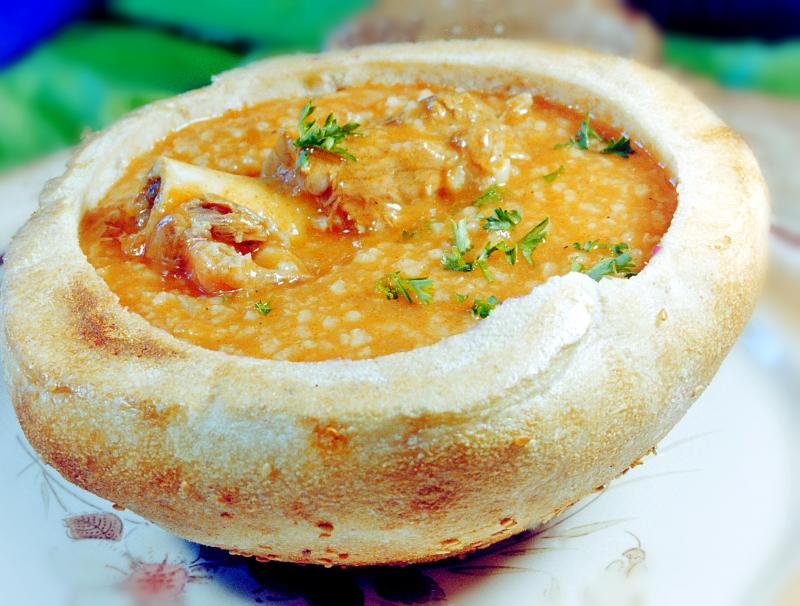 Bread bowl with soup